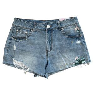 NWT ALMOST FAMOUS High Rise Distressed Junior Denim Jean Shorts Size 11